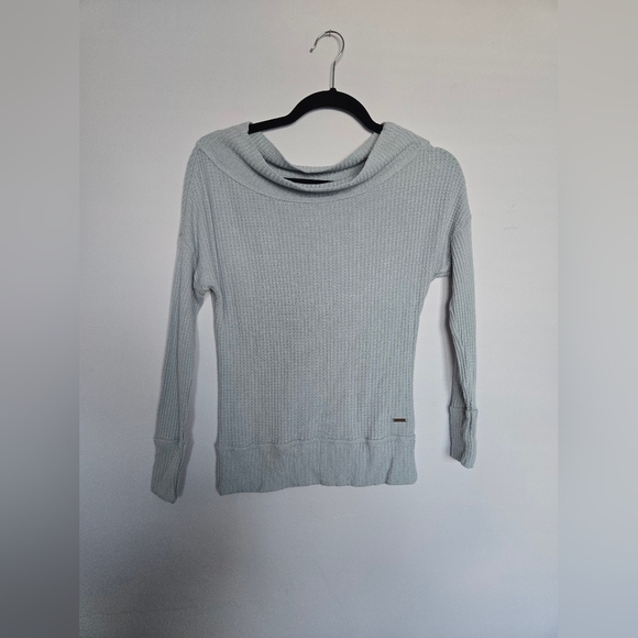 Lucky Brand Sweaters - Lucky Brand Light Gray Waffle Knit Off the Shoulder Sweater